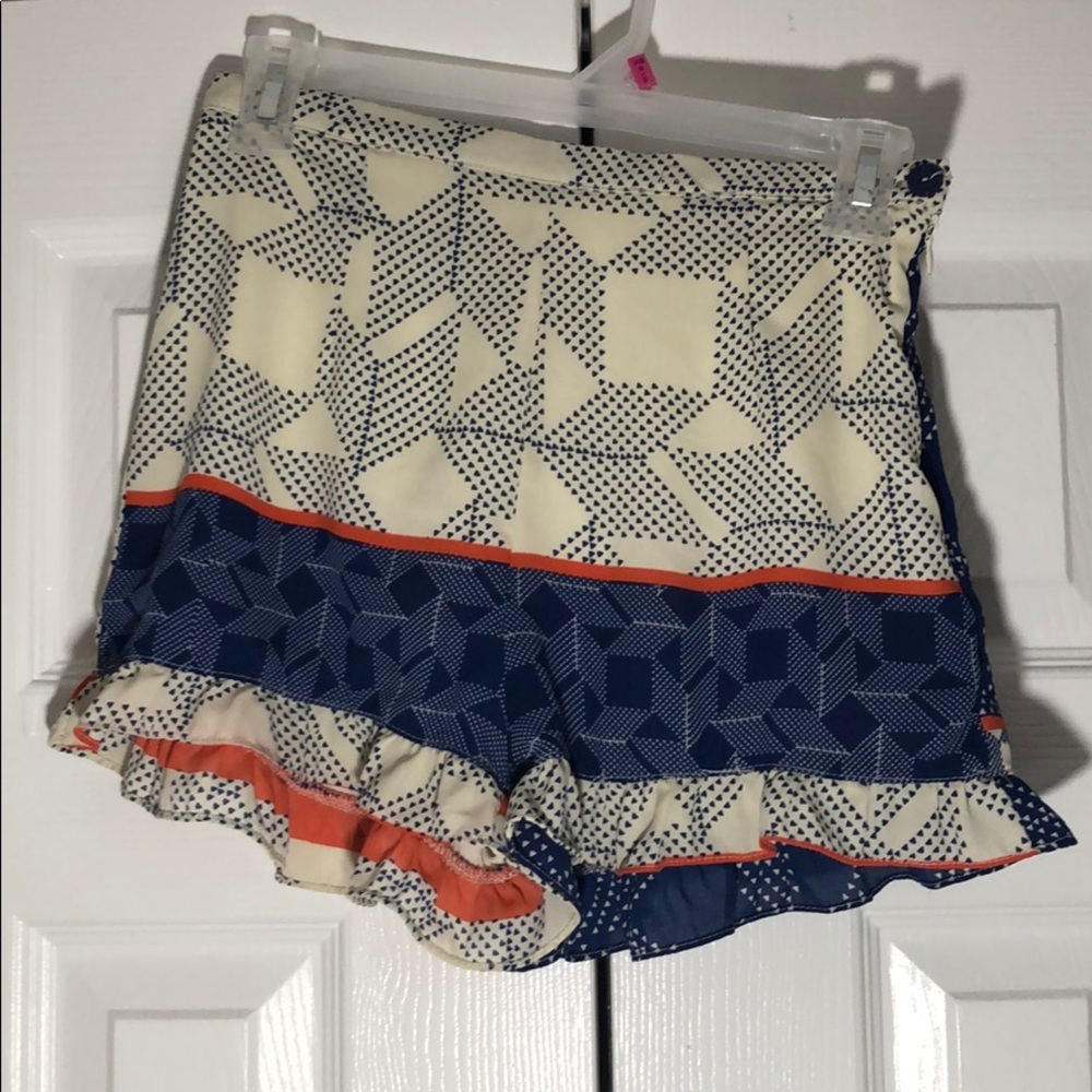 Blue/Orange/Cream High Waisted Geometric Shorts(S)